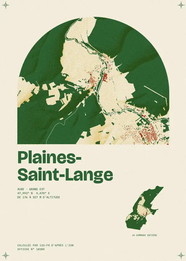 Affiche de Plaines-Saint-Lange, calculée par 123-fr d'après l'IGN