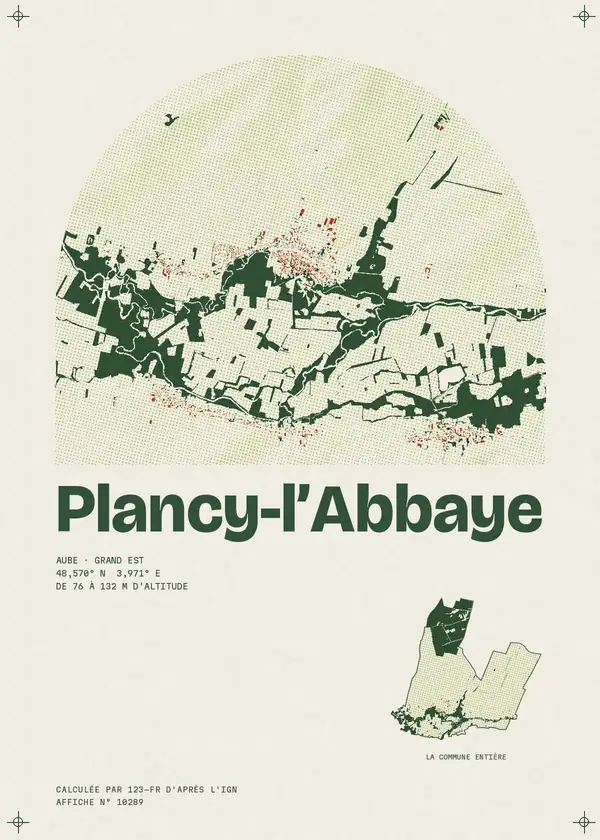 Affiche de Plancy-l'Abbaye, calculée par 123-fr d'après l'IGN