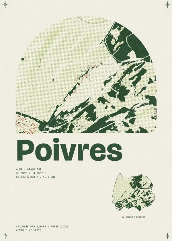 Affiche de Poivres, calculée par 123-fr d'après l'IGN
