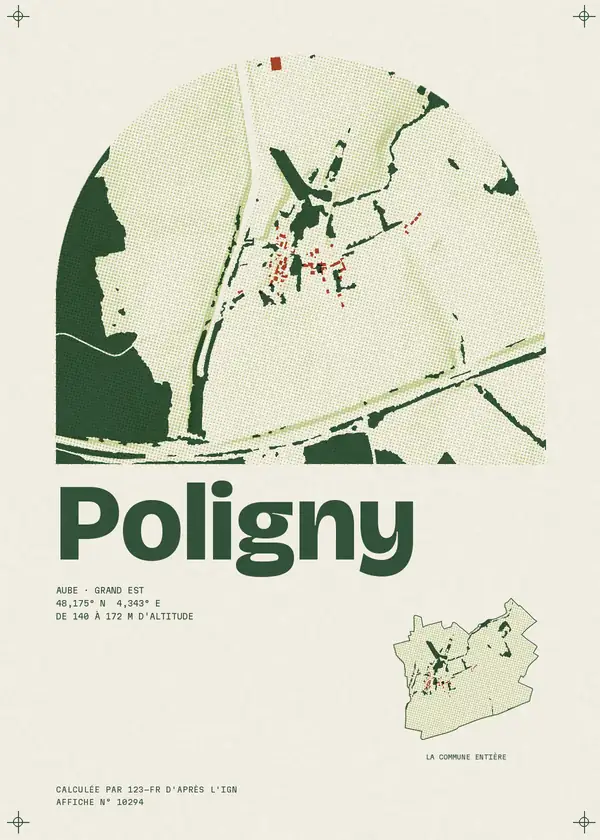 Affiche de Poligny, calculée par 123-fr d'après l'IGN