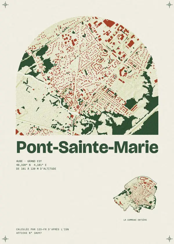 Affiche de Pont-Sainte-Marie, calculée par 123-fr d'après l'IGN