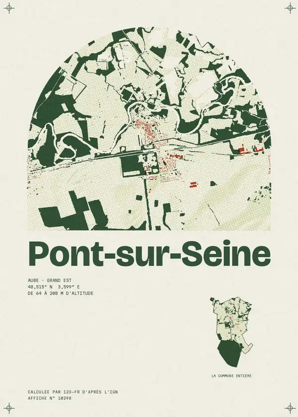 Affiche de Pont-sur-Seine, calculée par 123-fr d'après l'IGN