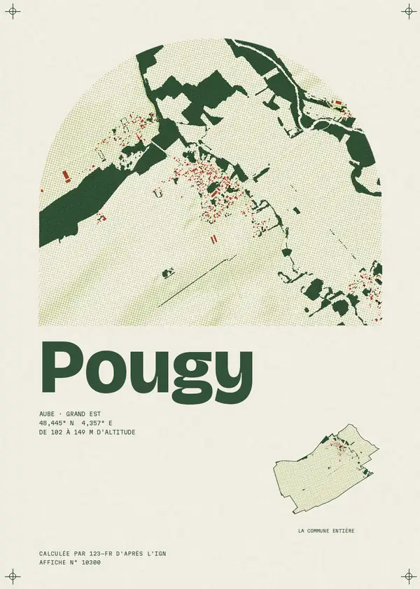 Affiche de Pougy, calculée par 123-fr d'après l'IGN