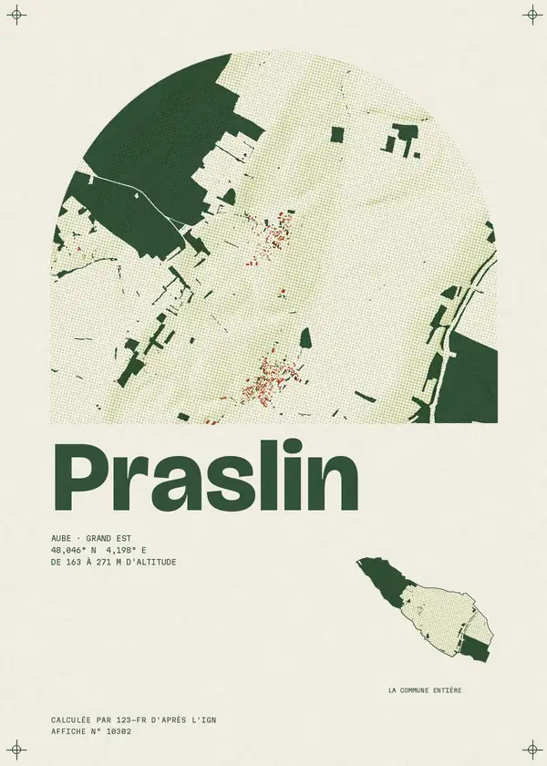 Affiche de Praslin, calculée par 123-fr d'après l'IGN