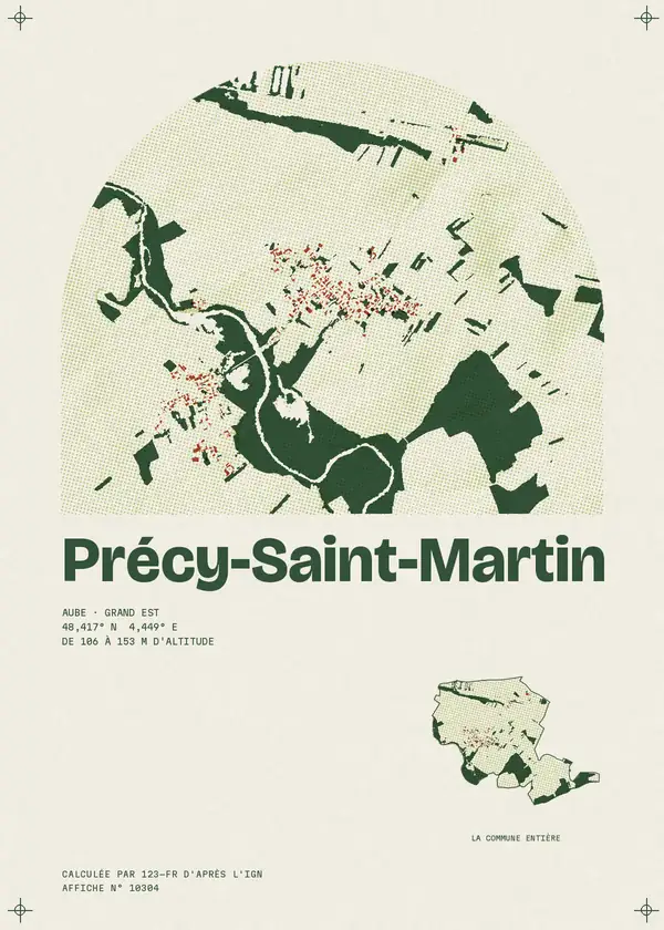Affiche de Précy-Saint-Martin, calculée par 123-fr d'après l'IGN