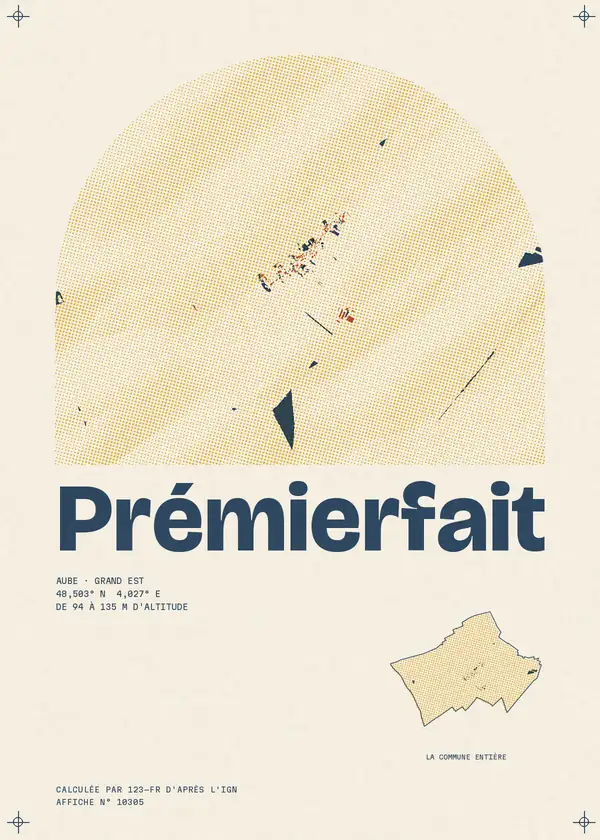 Affiche de Prémierfait, calculée par 123-fr d'après l'IGN