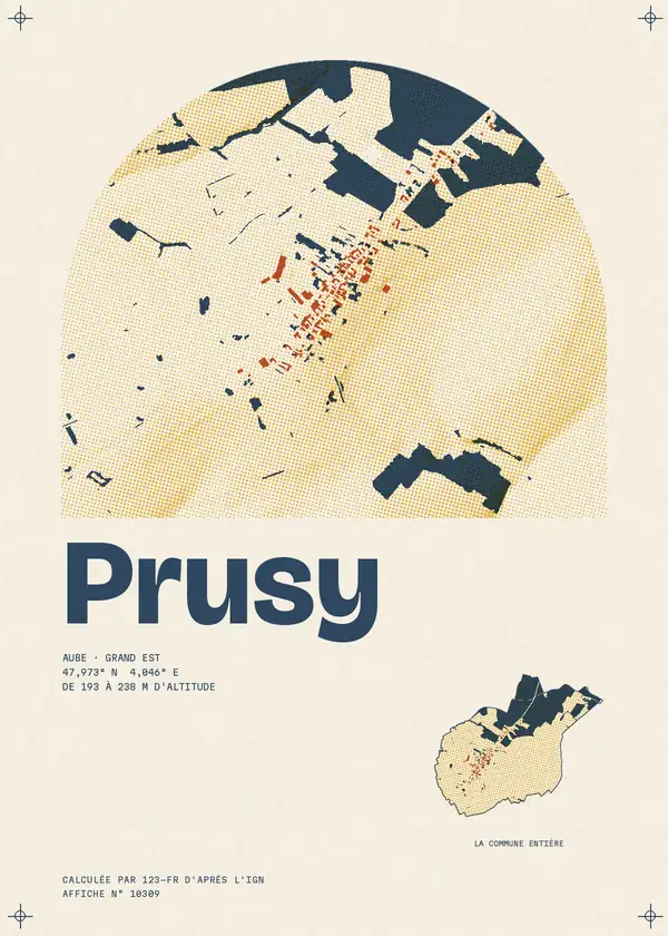 Affiche de Prusy, calculée par 123-fr d'après l'IGN