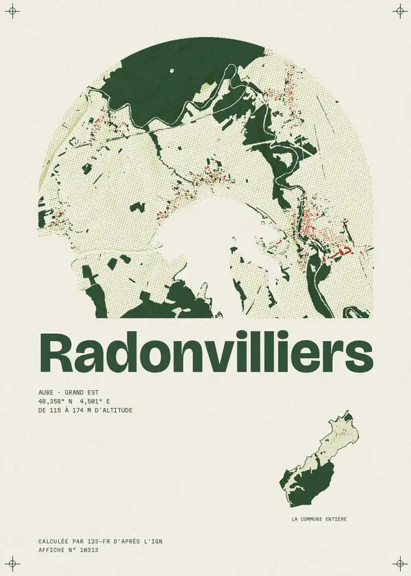 Affiche de Radonvilliers, calculée par 123-fr d'après l'IGN