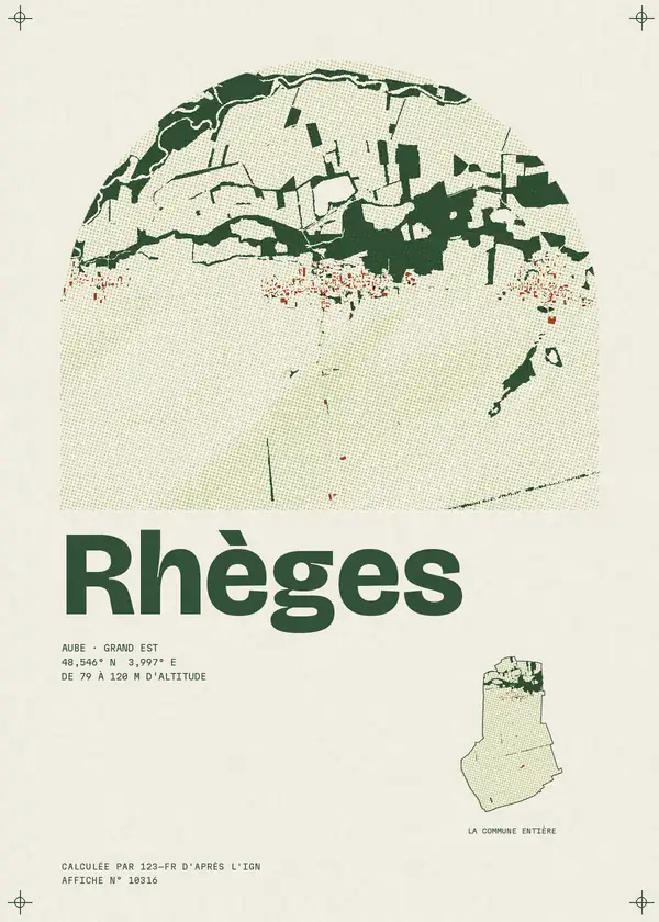 Affiche de Rhèges, calculée par 123-fr d'après l'IGN