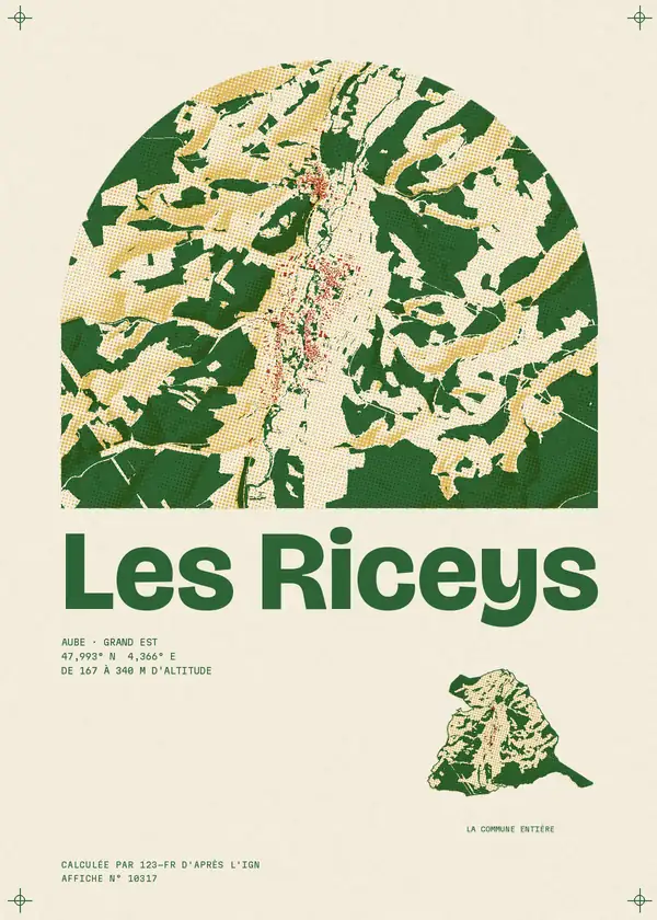Affiche de Les Riceys, calculée par 123-fr d'après l'IGN