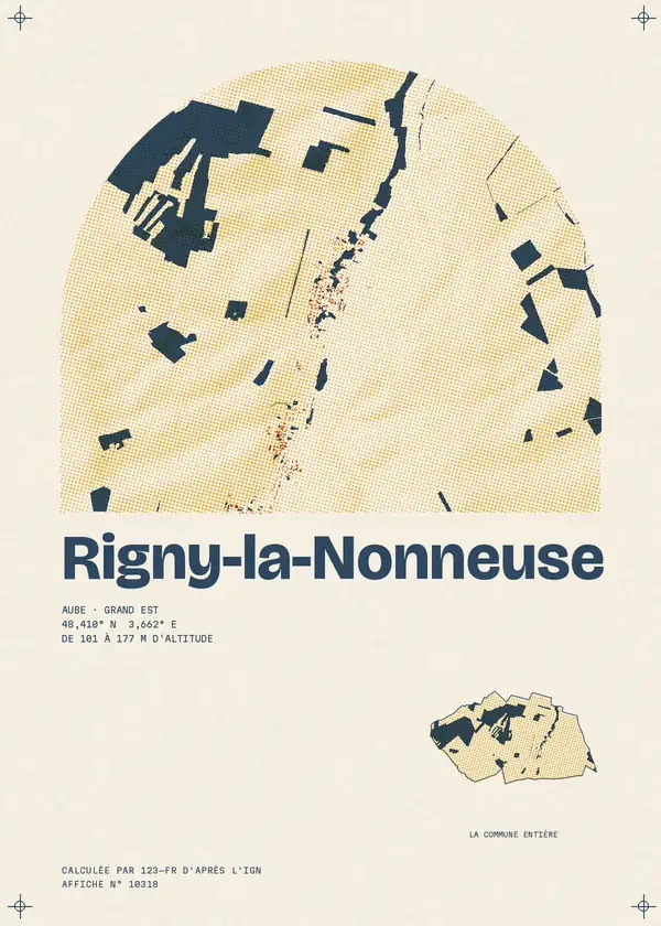 Affiche de Rigny-la-Nonneuse, calculée par 123-fr d'après l'IGN