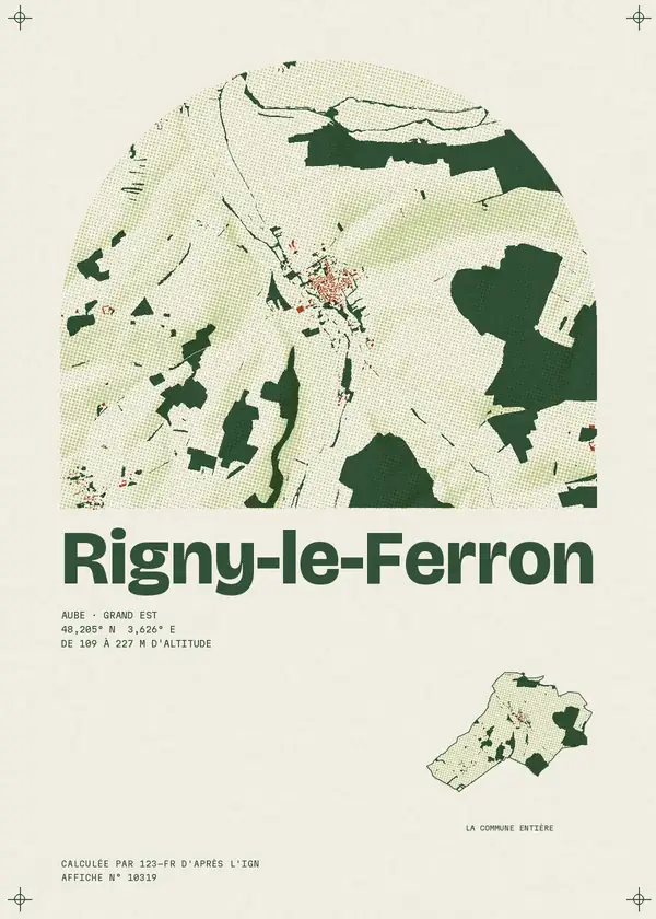 Affiche de Rigny-le-Ferron, calculée par 123-fr d'après l'IGN