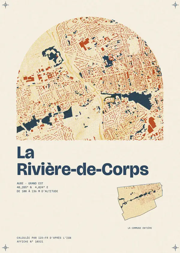Affiche de La Rivière-de-Corps, calculée par 123-fr d'après l'IGN