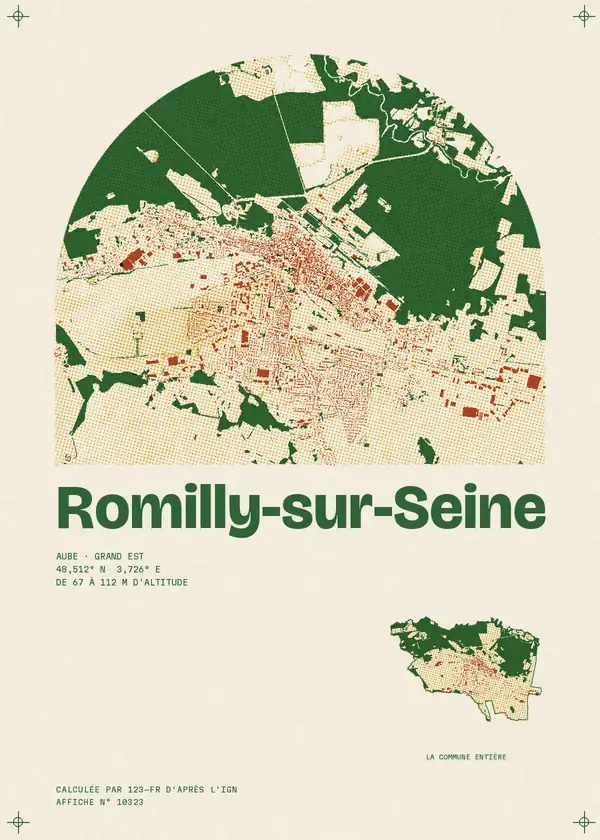 Affiche de Romilly-sur-Seine, calculée par 123-fr d'après l'IGN