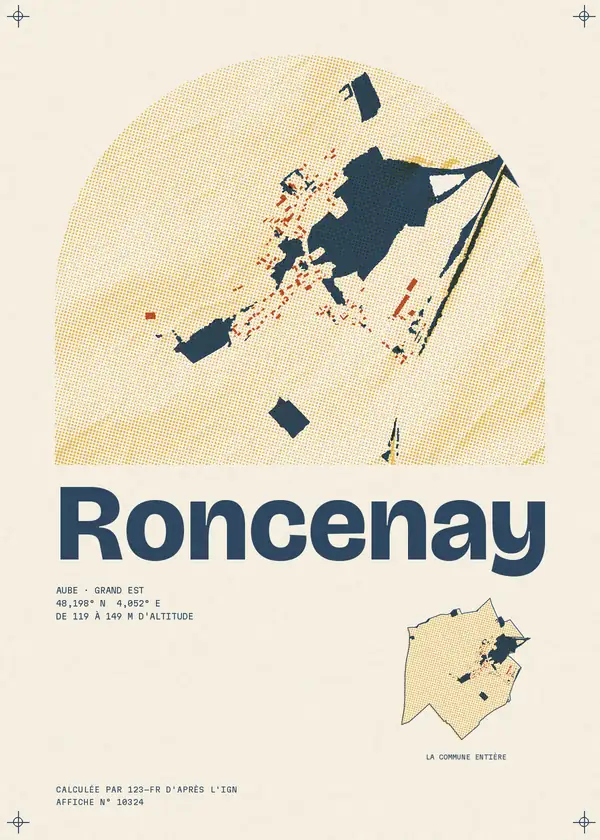 Affiche de Roncenay, calculée par 123-fr d'après l'IGN