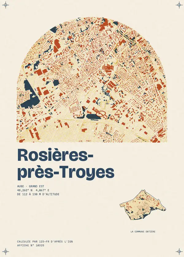 Affiche de Rosières-près-Troyes, calculée par 123-fr d'après l'IGN
