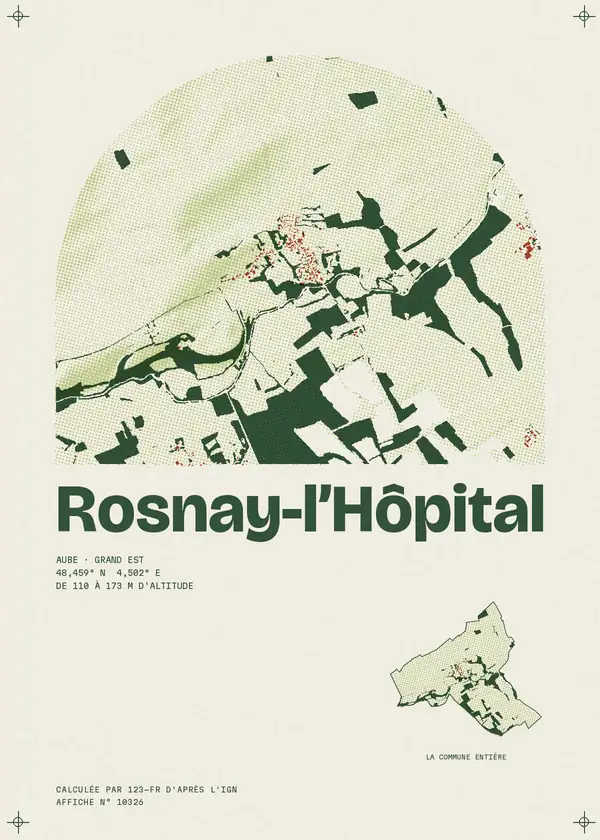 Affiche de Rosnay-l'Hôpital, calculée par 123-fr d'après l'IGN