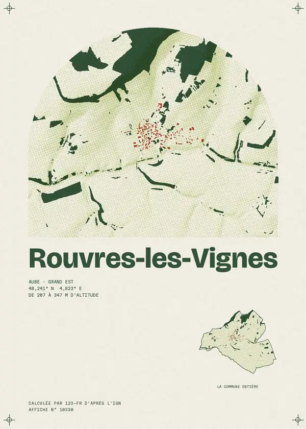 Affiche de Rouvres-les-Vignes, calculée par 123-fr d'après l'IGN