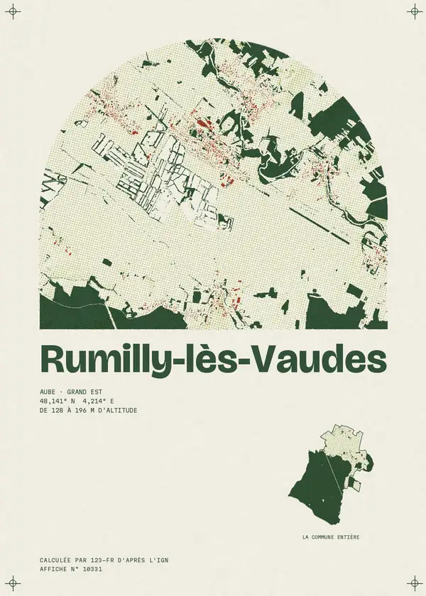 Affiche de Rumilly-lès-Vaudes, calculée par 123-fr d'après l'IGN