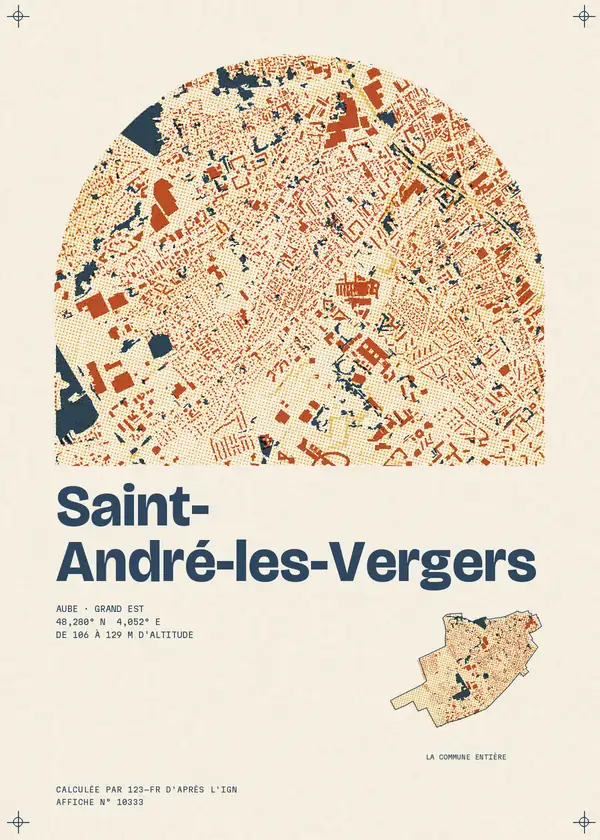 Affiche de Saint-André-les-Vergers, calculée par 123-fr d'après l'IGN