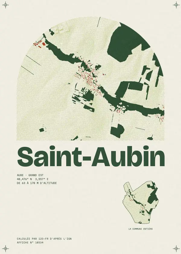 Affiche de Saint-Aubin, calculée par 123-fr d'après l'IGN