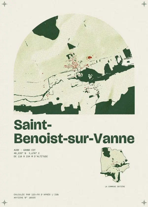 Affiche de Saint-Benoist-sur-Vanne, calculée par 123-fr d'après l'IGN
