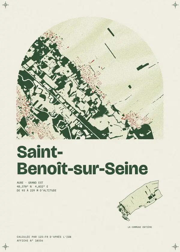 Affiche de Saint-Benoît-sur-Seine, calculée par 123-fr d'après l'IGN