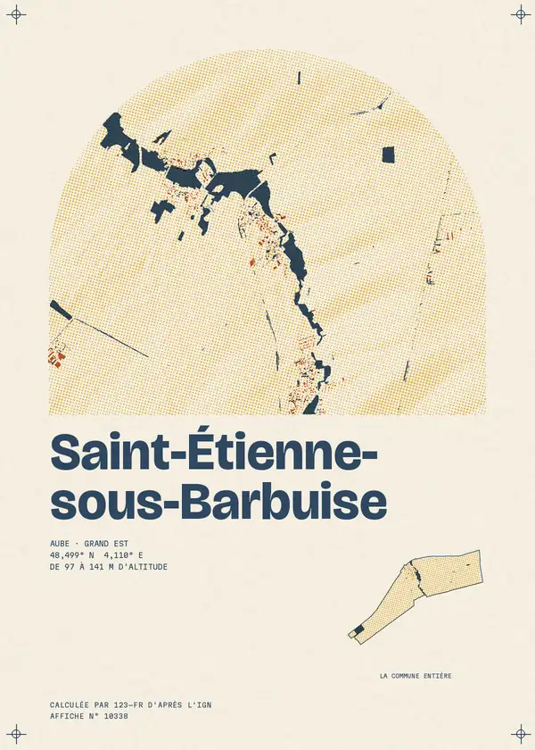 Affiche de Saint-Étienne-sous-Barbuise, calculée par 123-fr d'après l'IGN