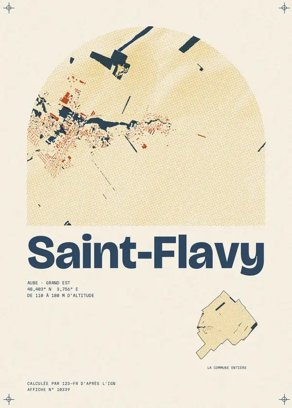 Affiche de Saint-Flavy, calculée par 123-fr d'après l'IGN
