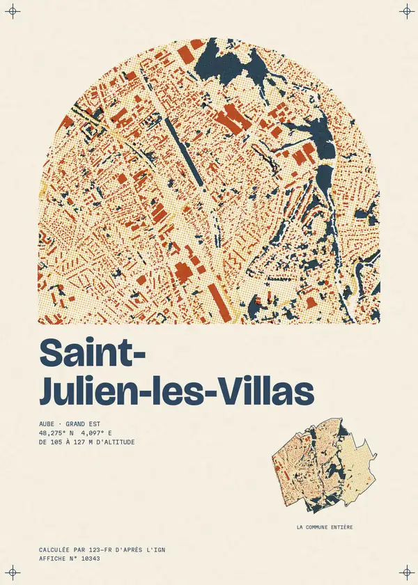 Affiche de Saint-Julien-les-Villas, calculée par 123-fr d'après l'IGN