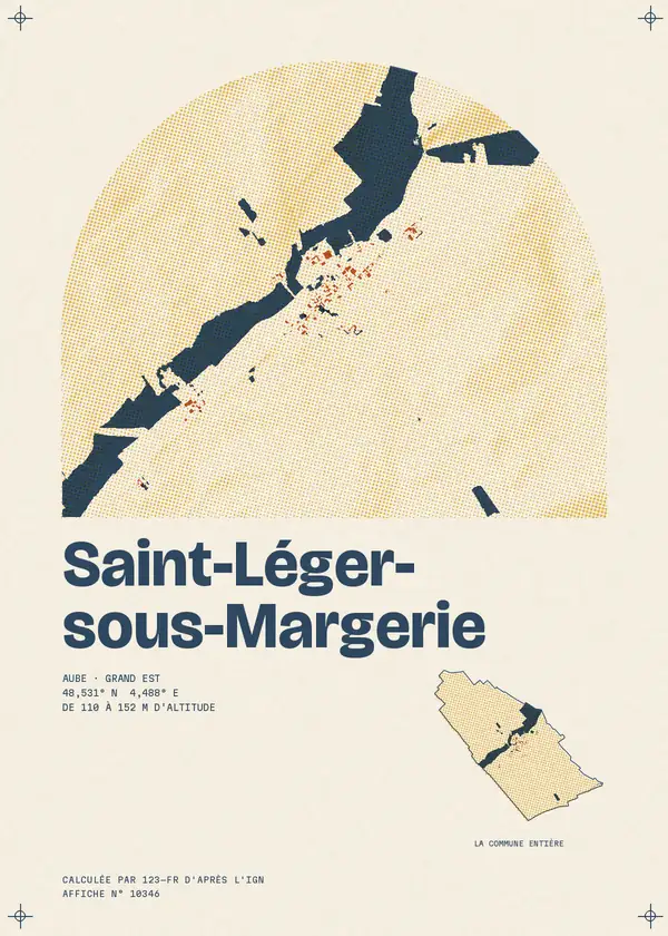 Affiche de Saint-Léger-sous-Margerie, calculée par 123-fr d'après l'IGN