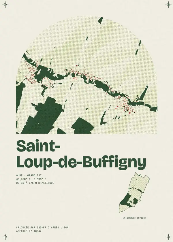 Affiche de Saint-Loup-de-Buffigny, calculée par 123-fr d'après l'IGN