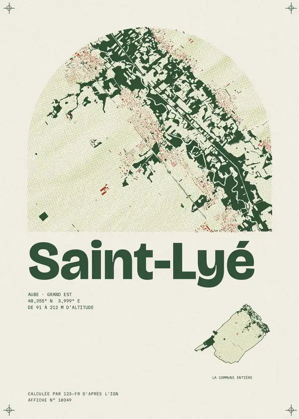 Affiche de Saint-Lyé, calculée par 123-fr d'après l'IGN