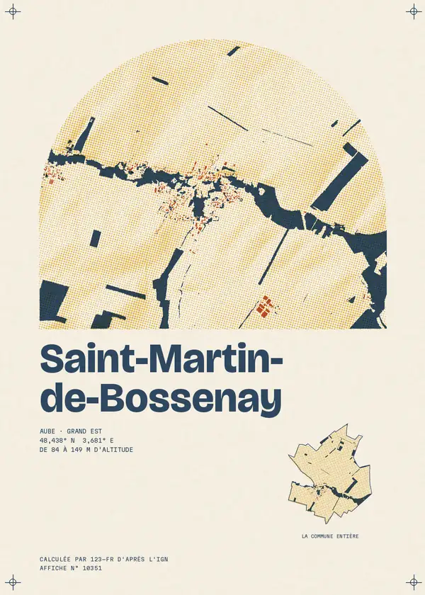 Affiche de Saint-Martin-de-Bossenay, calculée par 123-fr d'après l'IGN