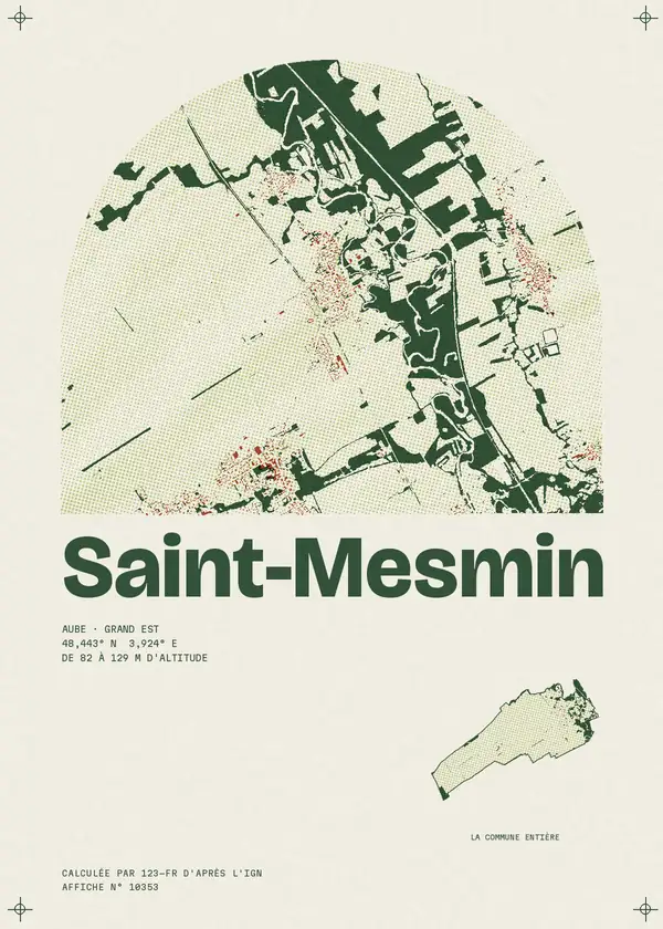 Affiche de Saint-Mesmin, calculée par 123-fr d'après l'IGN