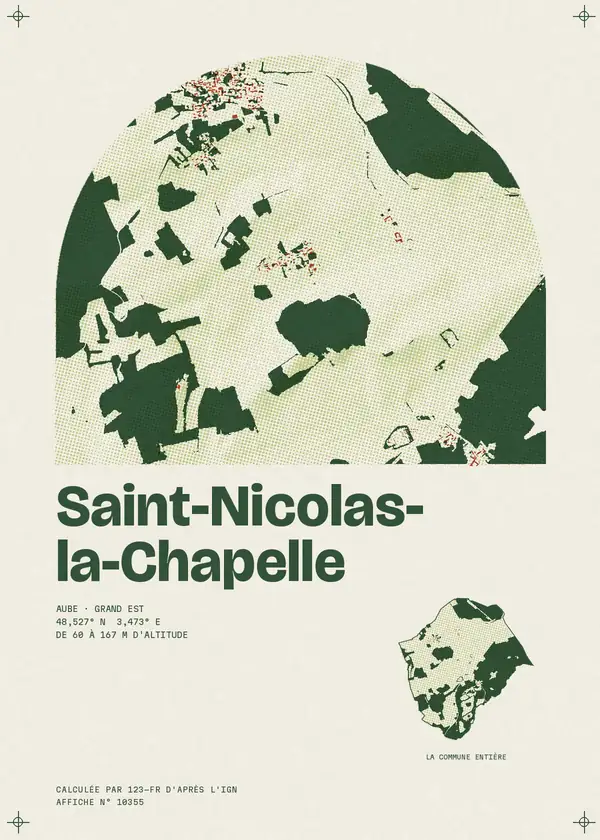 Affiche de Saint-Nicolas-la-Chapelle, calculée par 123-fr d'après l'IGN