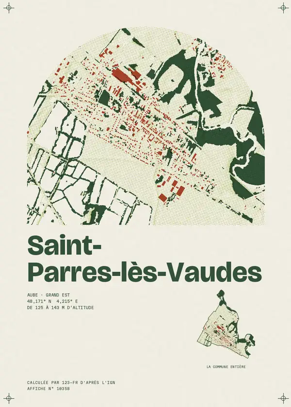 Affiche de Saint-Parres-lès-Vaudes, calculée par 123-fr d'après l'IGN