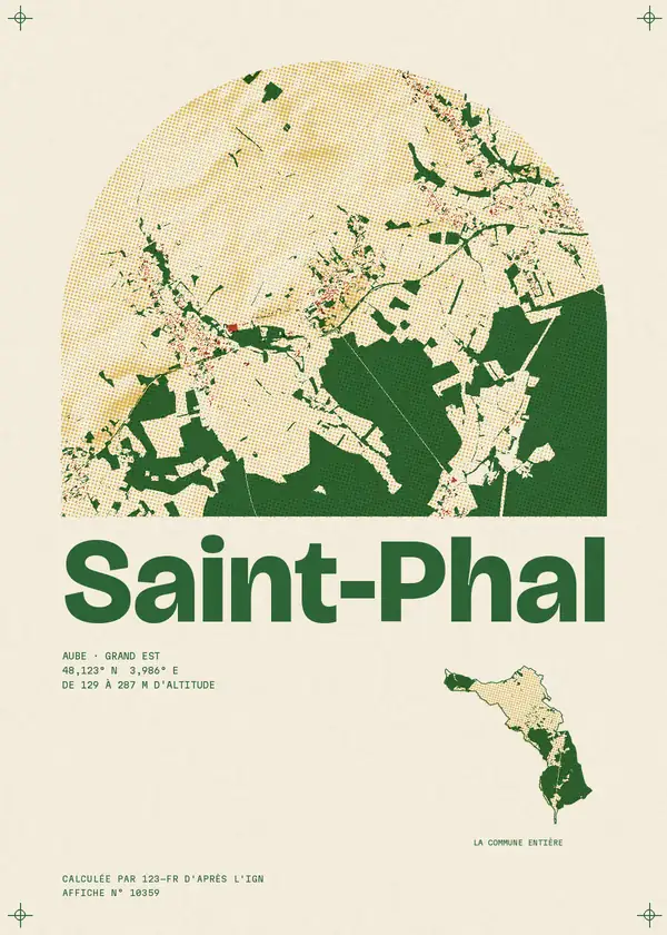 Affiche de Saint-Phal, calculée par 123-fr d'après l'IGN