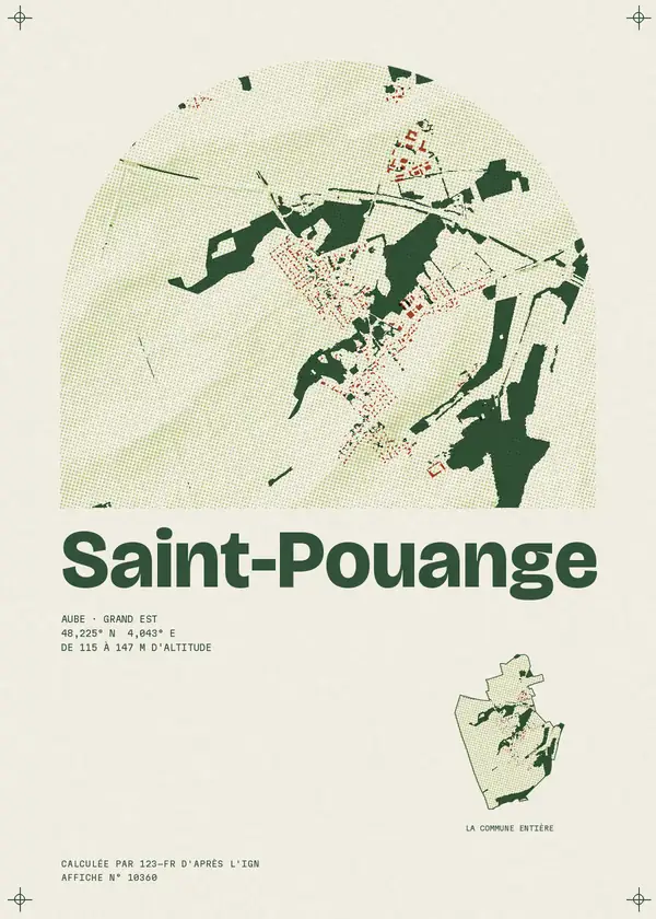 Affiche de Saint-Pouange, calculée par 123-fr d'après l'IGN