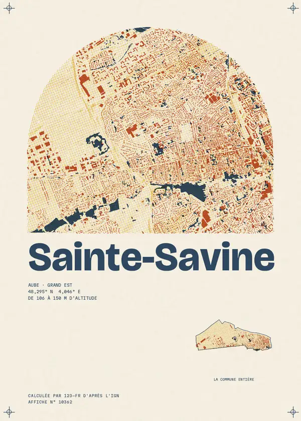 Affiche de Sainte-Savine, calculée par 123-fr d'après l'IGN