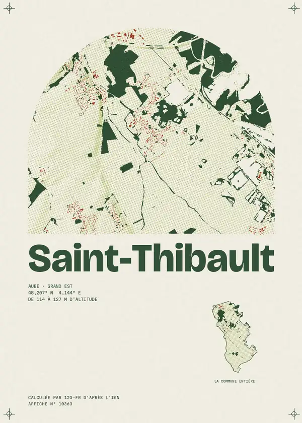 Affiche de Saint-Thibault, calculée par 123-fr d'après l'IGN