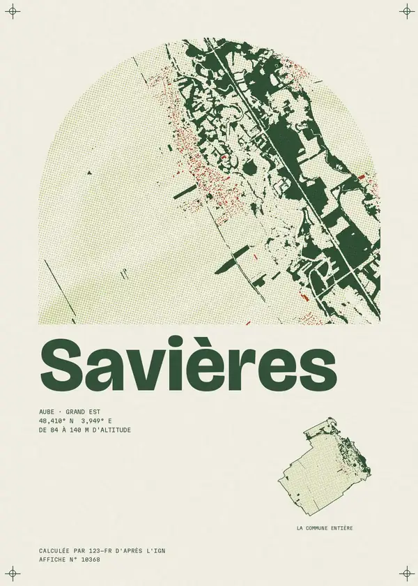 Affiche de Savières, calculée par 123-fr d'après l'IGN