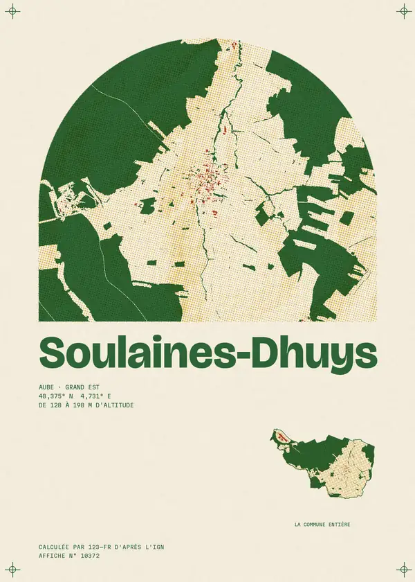 Affiche de Soulaines-Dhuys, calculée par 123-fr d'après l'IGN