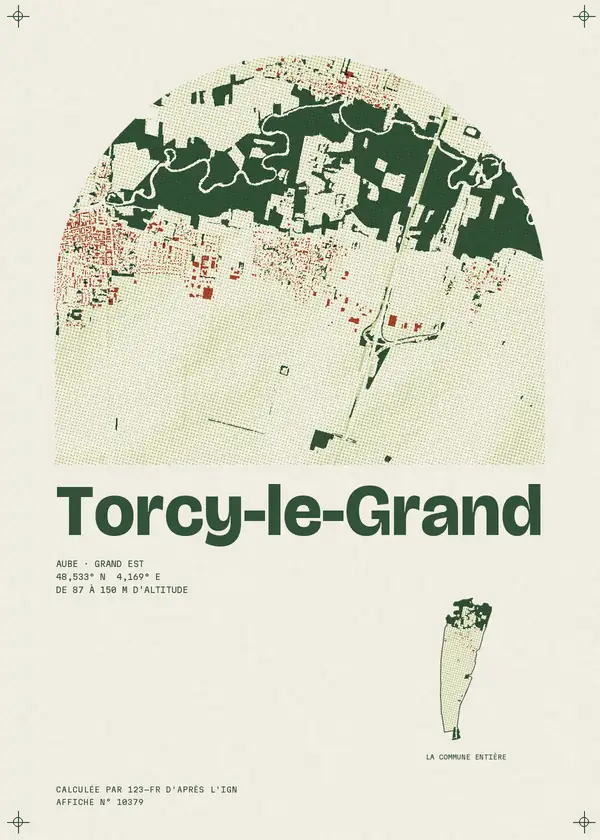 Affiche de Torcy-le-Grand, calculée par 123-fr d'après l'IGN