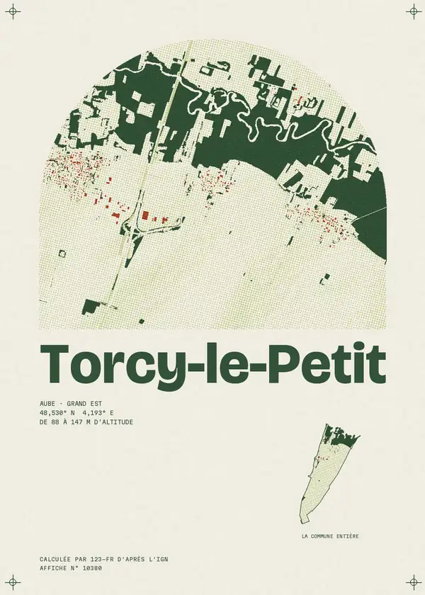 Affiche de Torcy-le-Petit, calculée par 123-fr d'après l'IGN