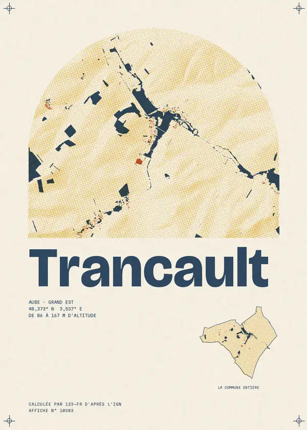 Affiche de Trancault, calculée par 123-fr d'après l'IGN