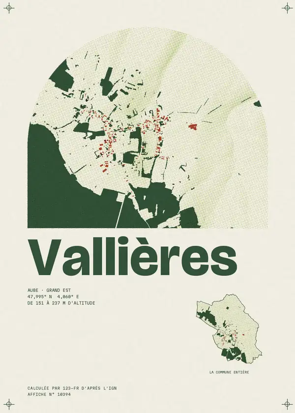 Affiche de Vallières, calculée par 123-fr d'après l'IGN