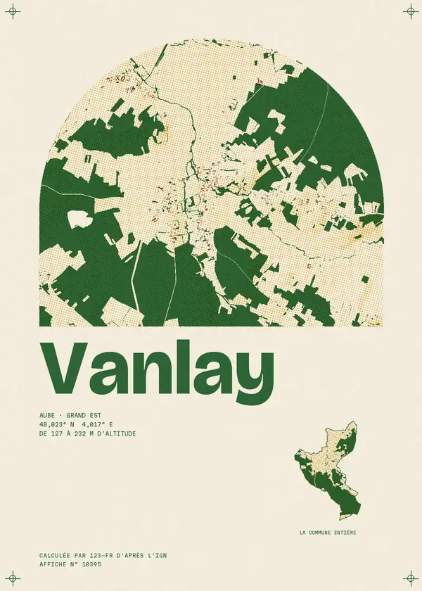 Affiche de Vanlay, calculée par 123-fr d'après l'IGN