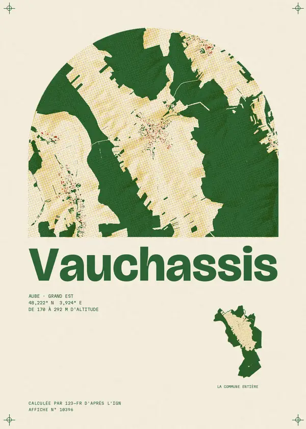 Affiche de Vauchassis, calculée par 123-fr d'après l'IGN