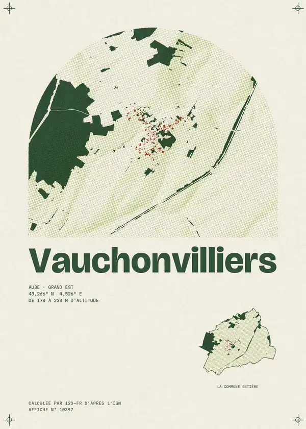 Affiche de Vauchonvilliers, calculée par 123-fr d'après l'IGN